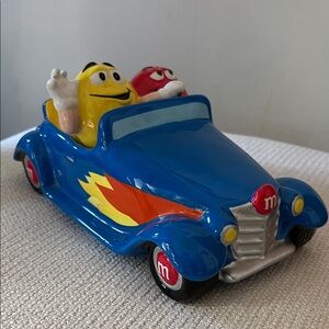 M&M'S Characters in Blue Flames Hot Rod Convertible Ceramic Porcelain Car Decor